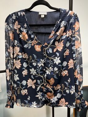 Sam and Jess Navy Floral Blouse